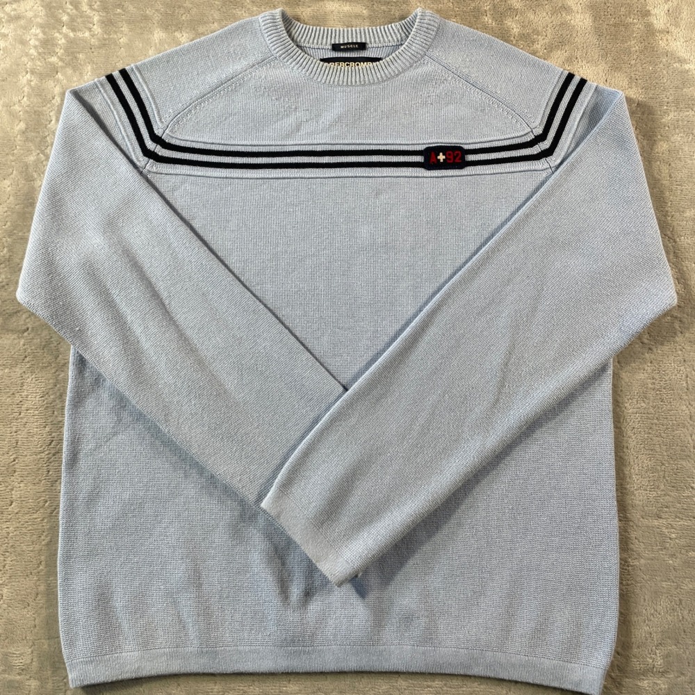 Vintage Abercrombie & Fitch Sweater Mens XL Blue Crew‎ Neck Ribbed Preppy